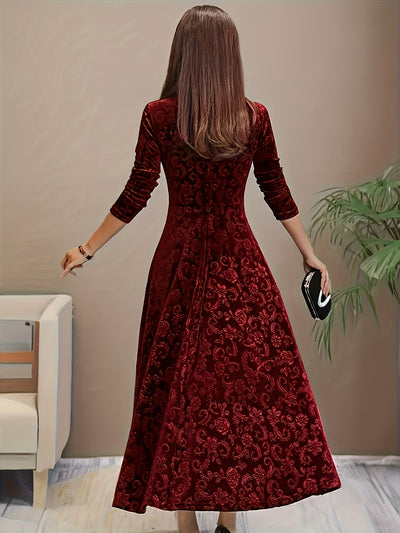 Stylische Baumwollblumenmusterformelle Kleid Für Damen | Für formelle Anlässe