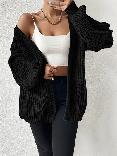 Lässiger gemütlicher grob gestrickter Drop-Shoulder Strickcardigan für Damen | Perfekt für Lässige Tage