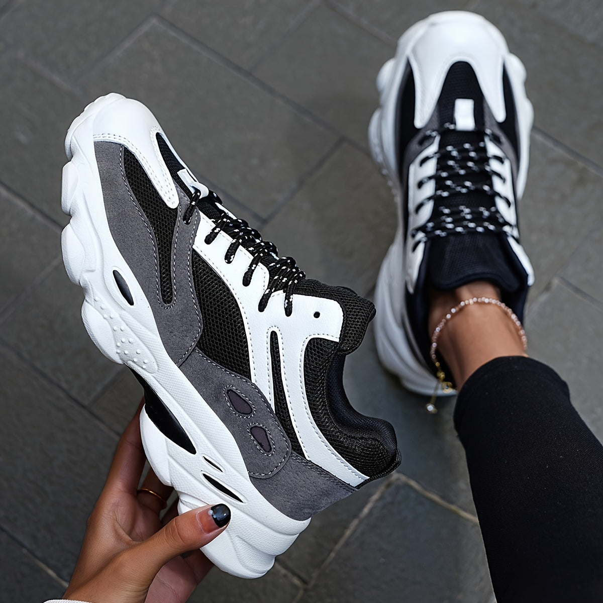 Stylische Chunky-Sneaker mit Dicker, stoßdämpfender Sohle für Damen | Perfekt für den Alltag