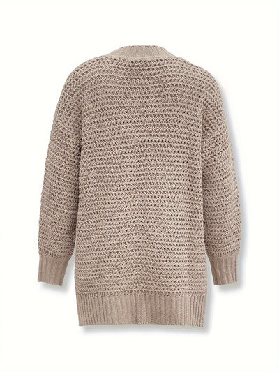 Lässiger Rollkragenpullover in einfarbigem Design mit gespaltenen langen Ärmeln für Damen | Perfekt für lässige Tage