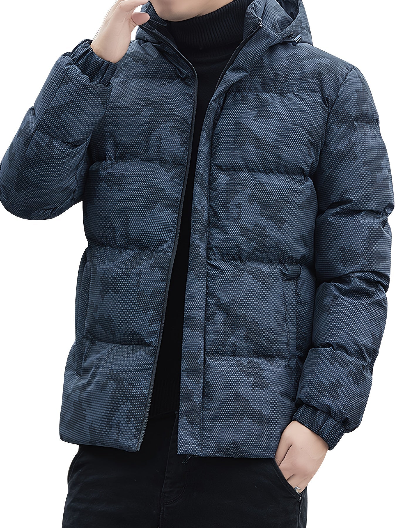 Warme Baumwoll-Camo-Stil Mit Abnehmbarer Kapuze Winterjacke Für Herren | Perfekt für Outdoor-Aktivitäten