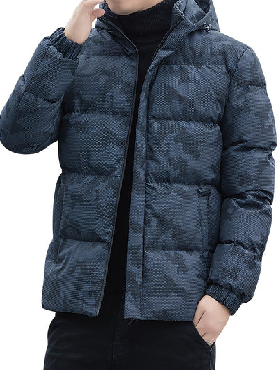 Warme Baumwoll-Camo-Stil Mit Abnehmbarer Kapuze Winterjacke Für Herren | Perfekt für Outdoor-Aktivitäten