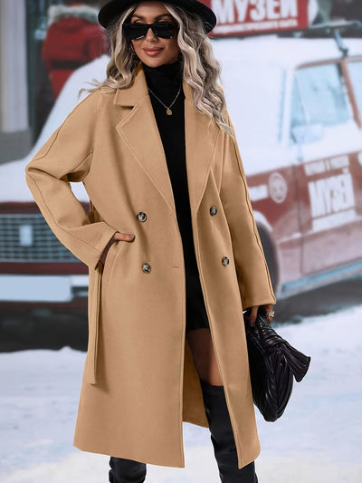 Eleganter Trenchcoat mit Gürtel und einfarbigen Taschen für Damen | Perfekt für Alltagskleidung