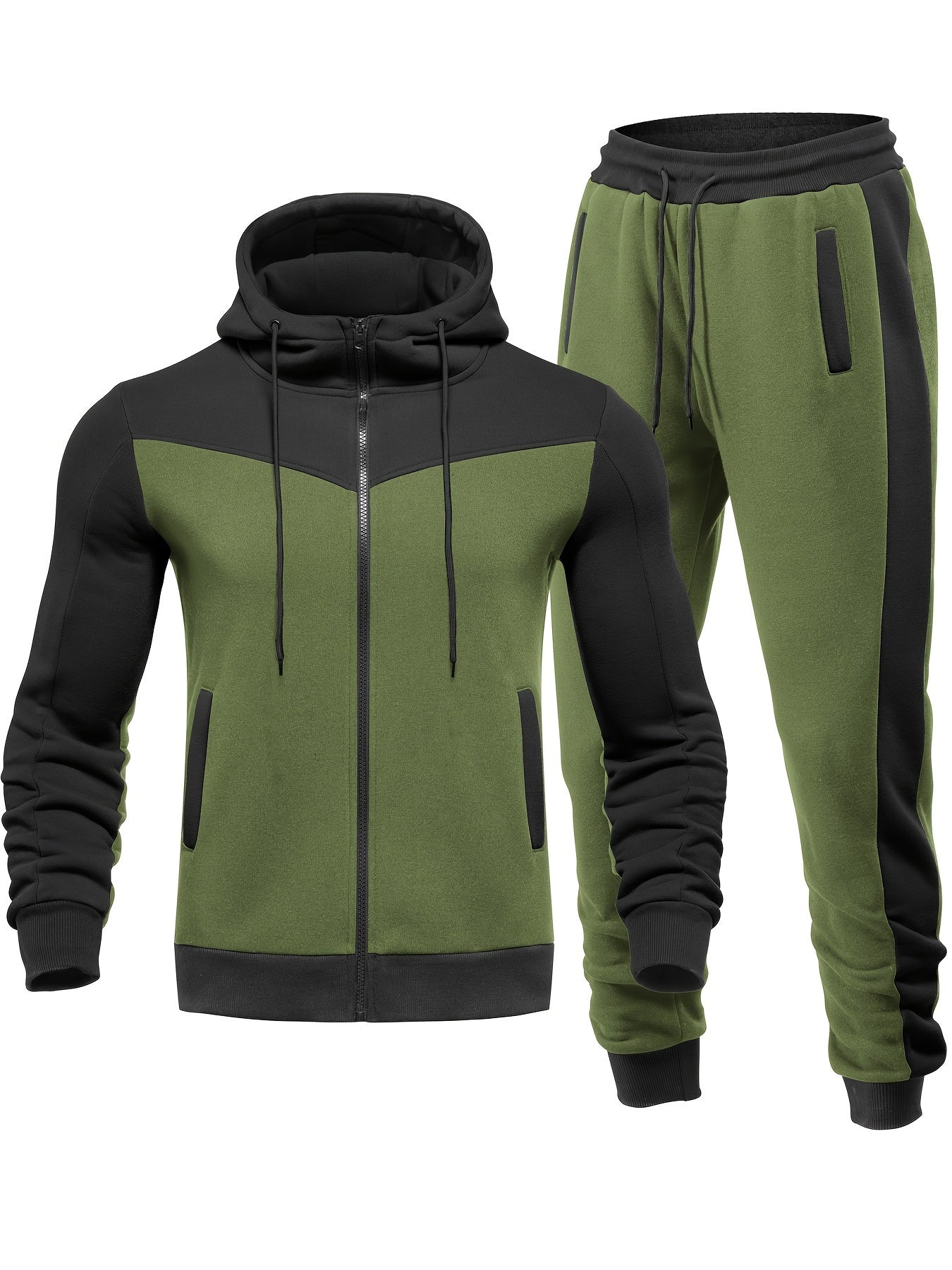 Casual Kapuzen Trainingsanzug Mit Jacke Mit Kragen Und Hose Für Herren | Perfekt Für Freizeitaktivitäten