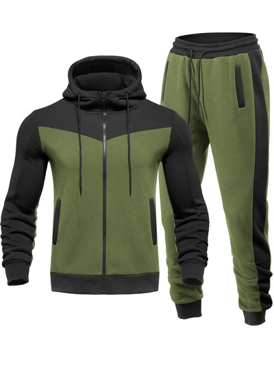 Casual Kapuzen Trainingsanzug Mit Jacke Mit Kragen Und Hose Für Herren | Perfekt Für Freizeitaktivitäten