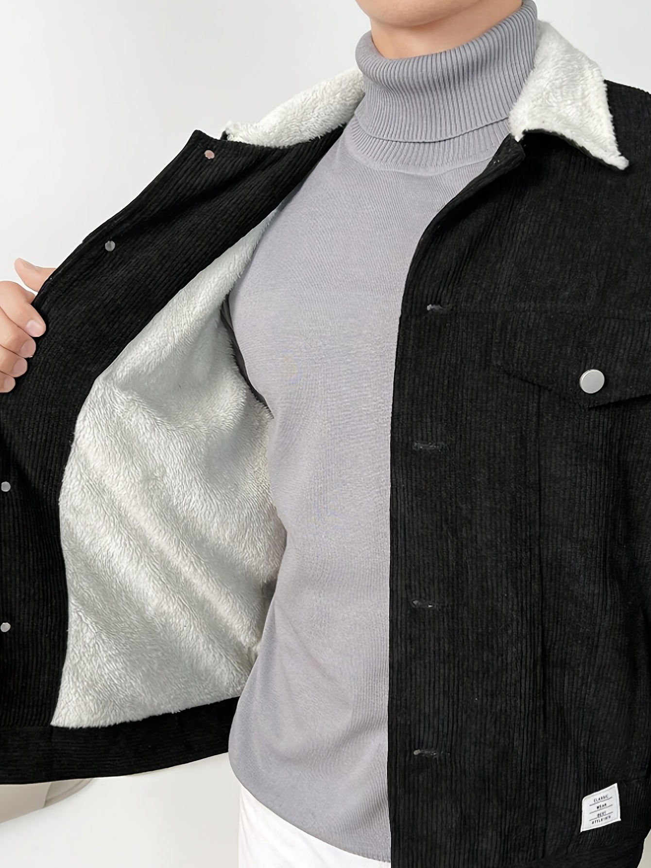 Lässige Corduroy Sherpa Mit Kragen Winterjacke Für Herren | Ideal für den Winter
