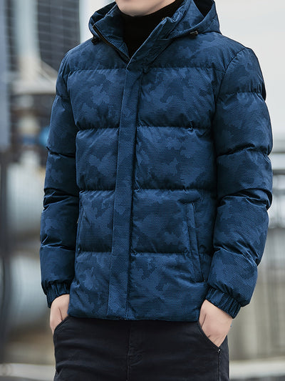 Warme Baumwoll-Camo-Stil Mit Abnehmbarer Kapuze Winterjacke Für Herren | Perfekt für Outdoor-Aktivitäten