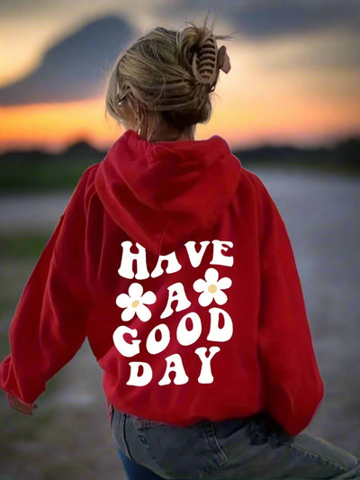 Lässiger Oversize-Hoodie mit Tasche und „Have a Good Day“-Print für Damen  | Ideal für den Winter