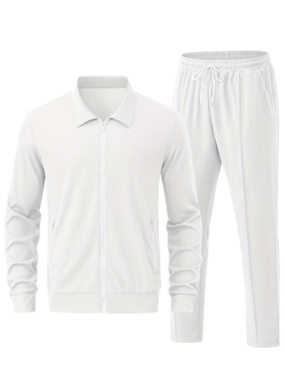 Warmer Einfarbiger Reißverschluss Trainingsanzug Mit Jacke Und Jogginghose Für Herren | Perfekt für Outdoor-Aktivitäten