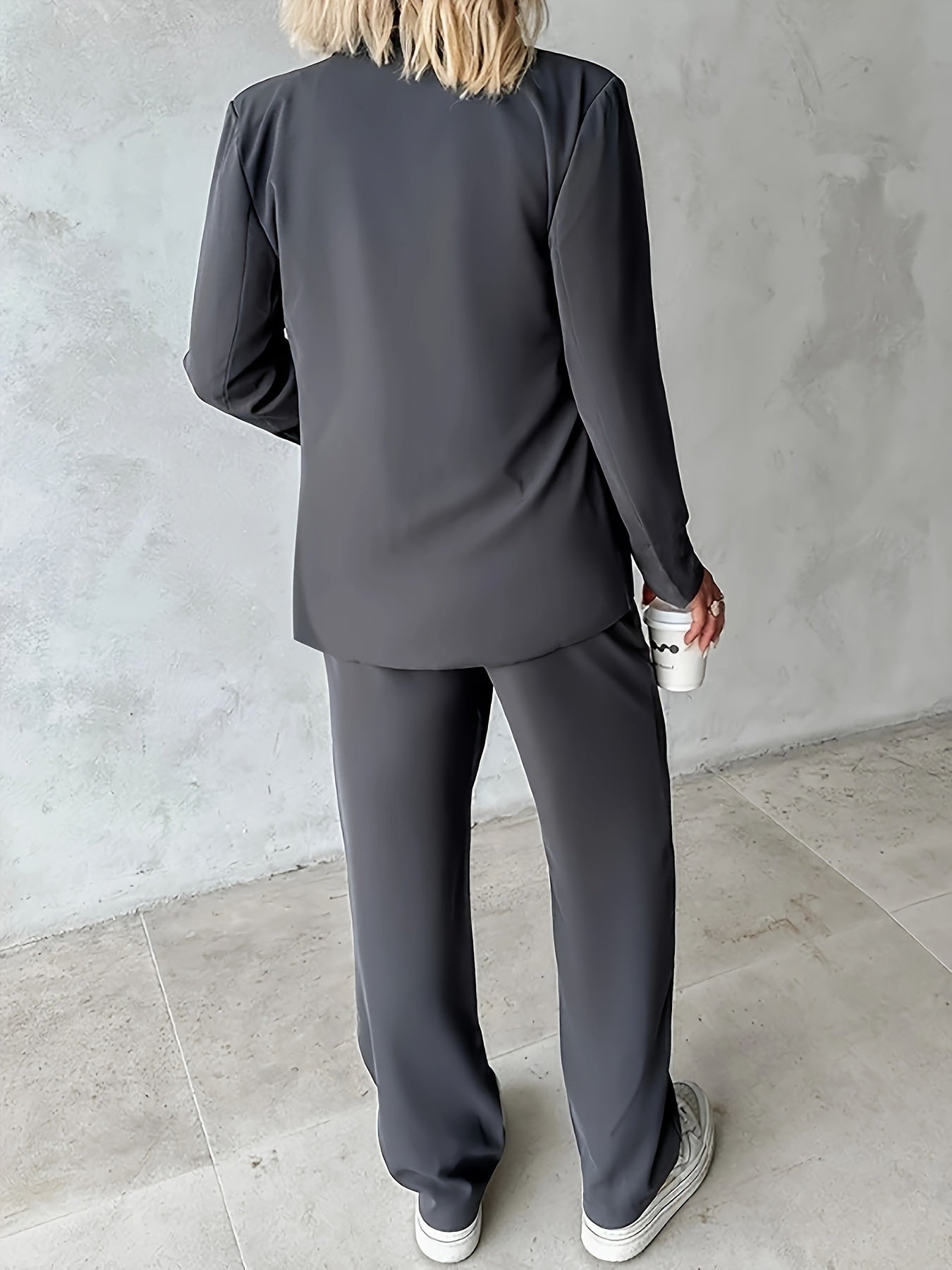 Stilvolles Schalkragen Knopf Gürtel Blazer Set Für Damen | Perfekt für formelle Anlässe