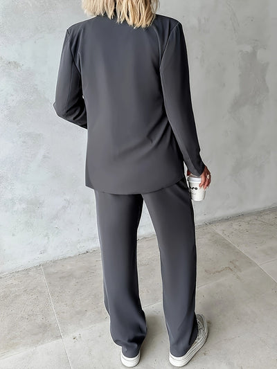 Stilvolles Schalkragen Knopf Gürtel Blazer Set Für Damen | Perfekt für formelle Anlässe