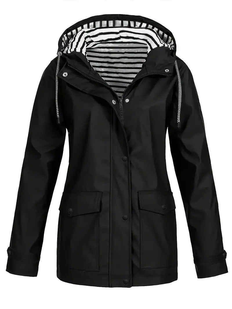 Stilvolle wasserdichte Jacke mit gestreiftem Futter für Damen