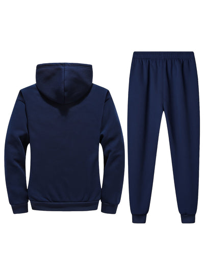 Warmer Fleece Gefütterter Trainingsanzug Mit Stehkragen Reißverschlussjacke Und Sporthose Für Herren | Perfekt für casual days