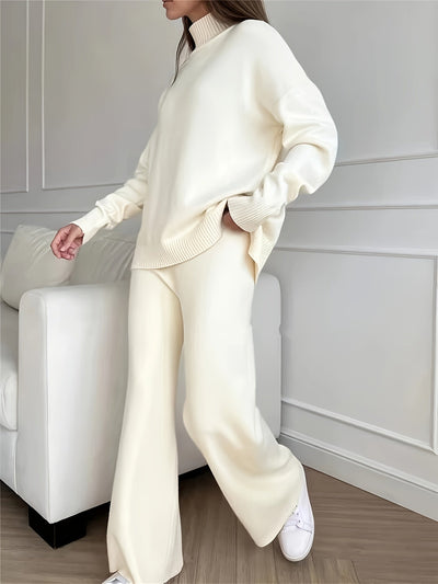 Lässiges Einfarbiges Pullover Und Strick-Outfit-Set Für Damen | Perfekt für Lässige Tage