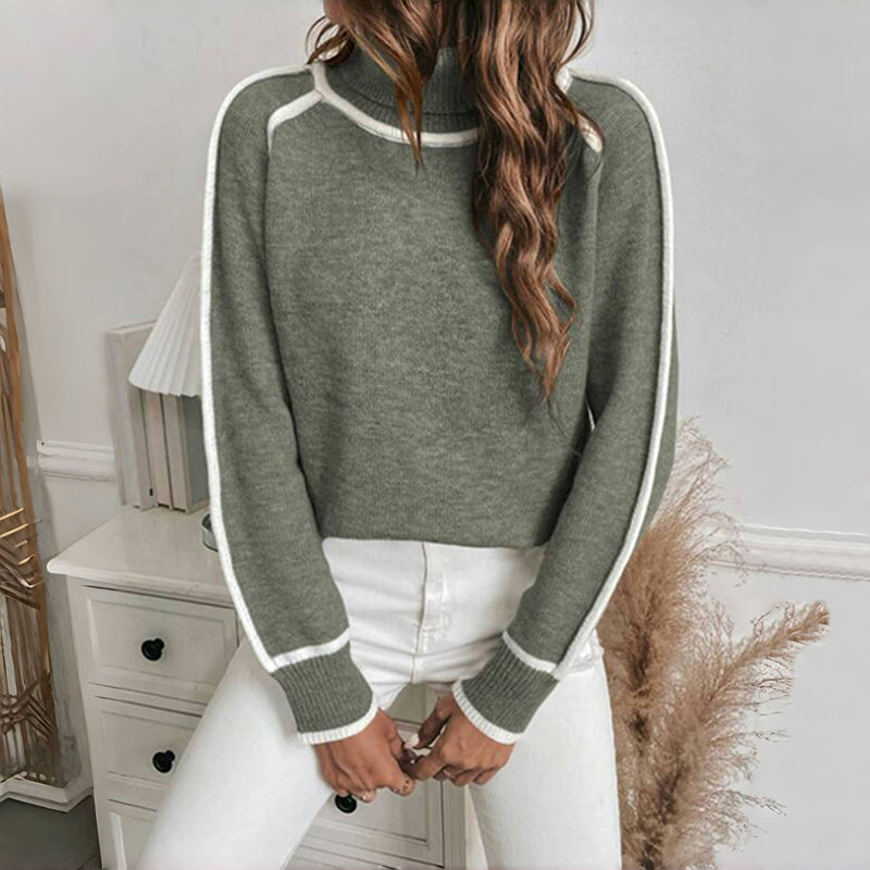 Strickpullover mit Stehkragen | Kontrastdetails | Warm und Stilvoll