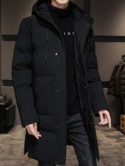 Elegante Schwarze Baumwoll-Winterjacke Für Herren | Ideal für Winter