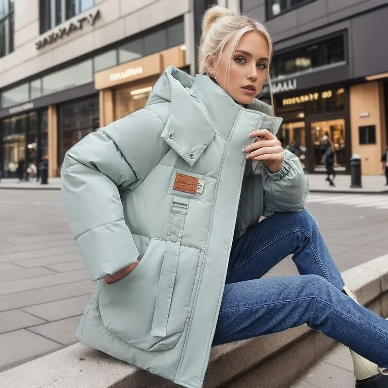 Damen Gesteppter Puffer-Mantel mit Übergroßen Taschen