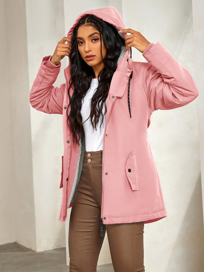 Fleece-Parka-Winterjacke mit Kapuze für Damen, elegant | Perfekt für Outdoor-Aktivitäten