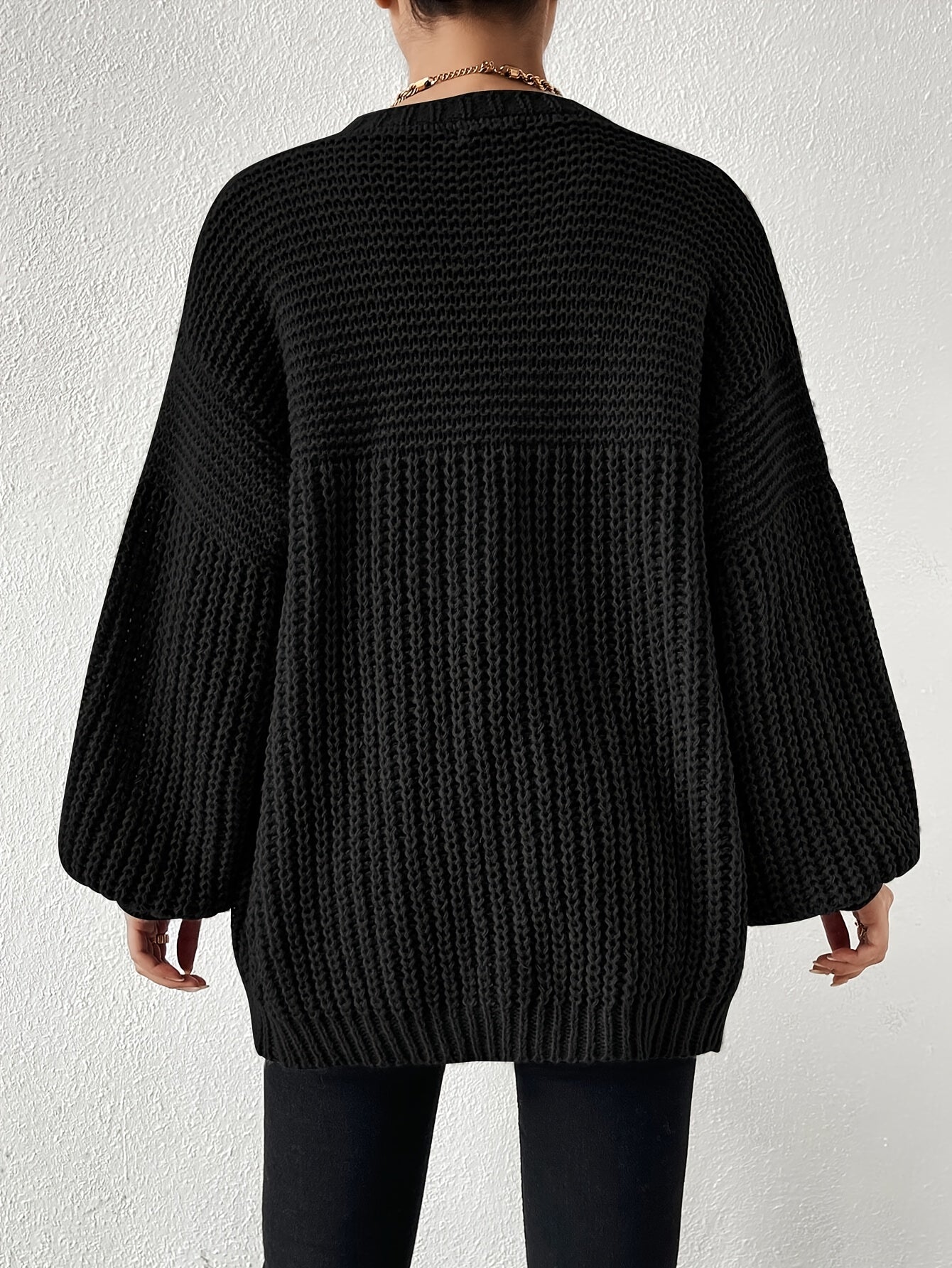 Lässiger gemütlicher grob gestrickter Drop-Shoulder Strickcardigan für Damen | Perfekt für Lässige Tage
