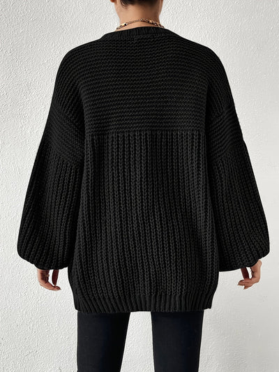 Lässiger gemütlicher grob gestrickter Drop-Shoulder Strickcardigan für Damen | Perfekt für Lässige Tage