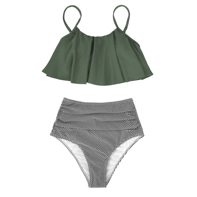 WendyWave™ – Eleganter Hochtailliert Bikini mit gerüschtem Oberteil