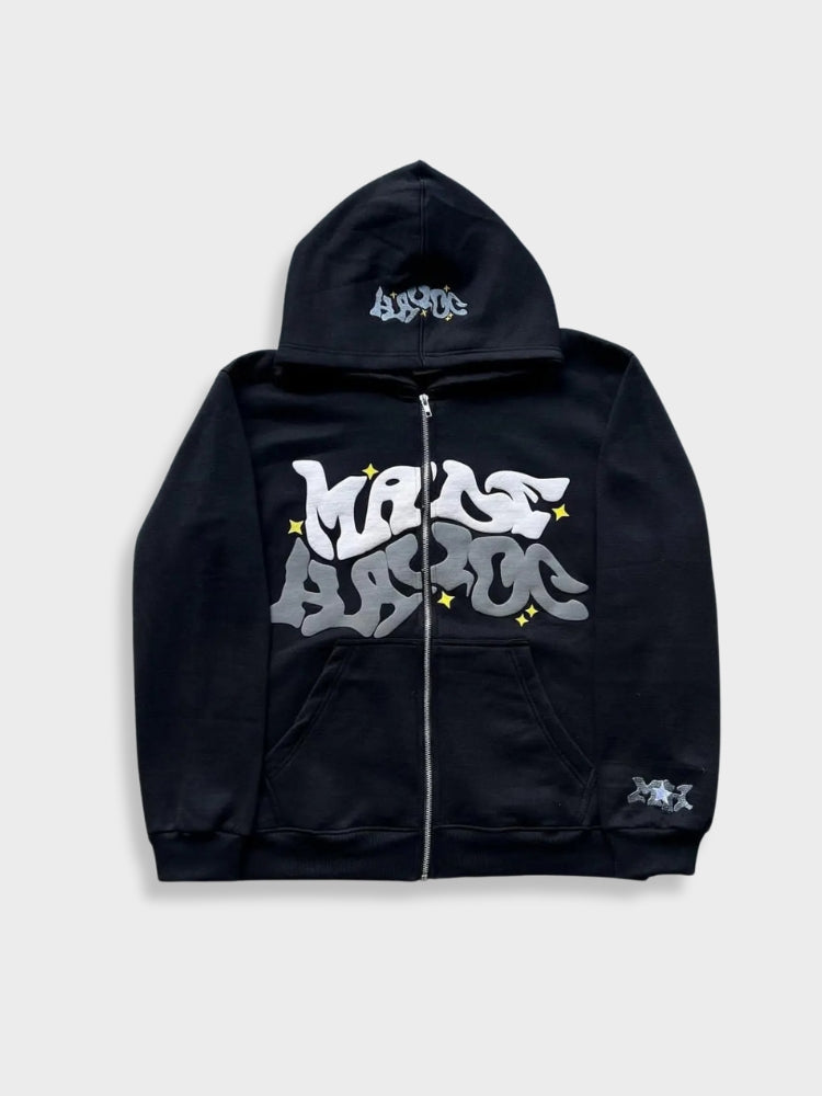Vintage Bestickte Hoodie Mit Tasche Für Herren | Casual Streetwear für Alltag