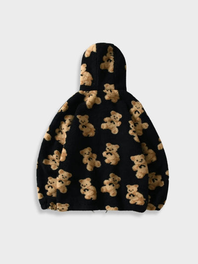 Warme Fleece Hoodie Mit Bärendruck Für Herren | Perfekt für Outdoor-Aktivitäten
