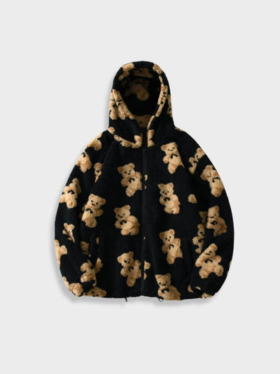 Warme Fleece Hoodie Mit Bärendruck Für Herren | Perfekt für Outdoor-Aktivitäten