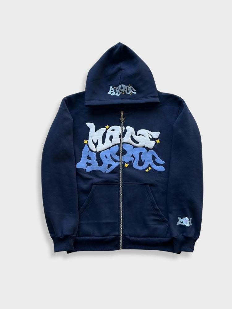 Vintage Bestickte Hoodie Mit Tasche Für Herren | Casual Streetwear für Alltag