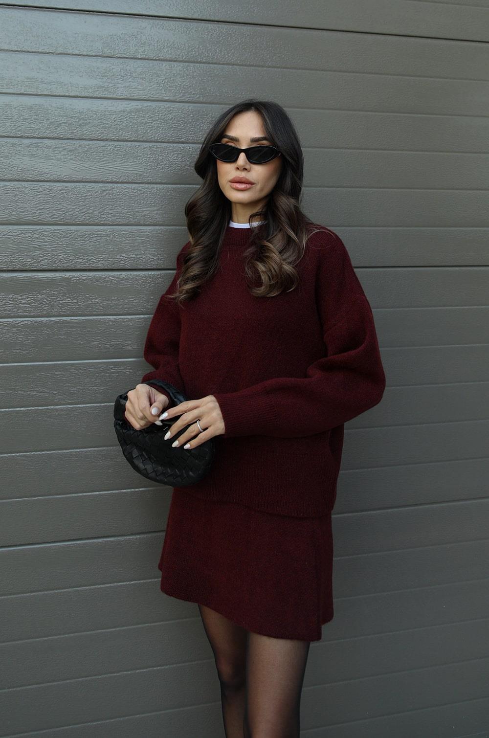 Strick-Set Zweiteiler | Oversize Pullover | Komfortabler Minirock