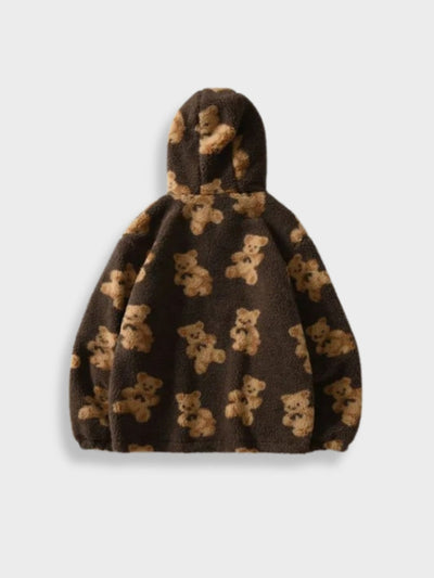 Warme Fleece Hoodie Mit Bärendruck Für Herren | Perfekt für Outdoor-Aktivitäten