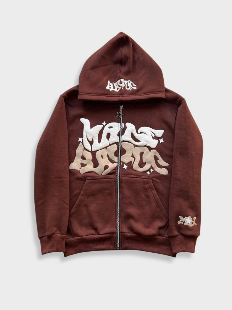 Vintage Bestickte Hoodie Mit Tasche Für Herren | Casual Streetwear für Alltag