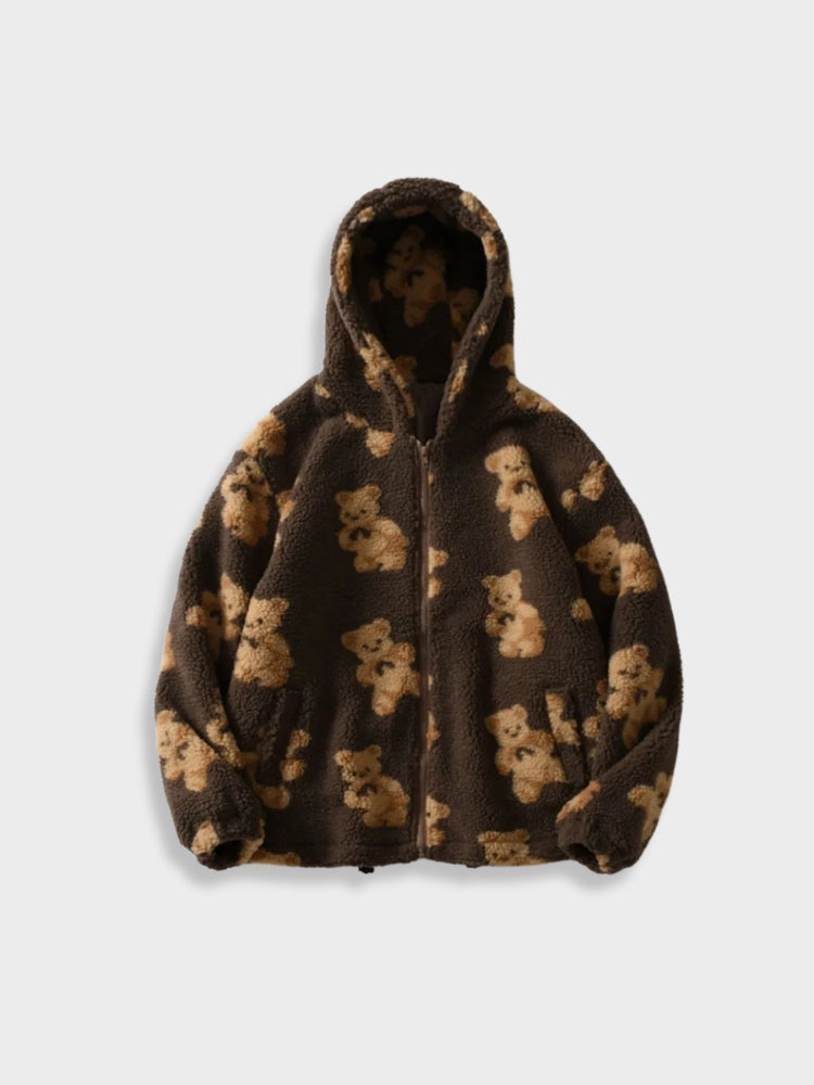 Warme Fleece Hoodie Mit Bärendruck Für Herren | Perfekt für Outdoor-Aktivitäten
