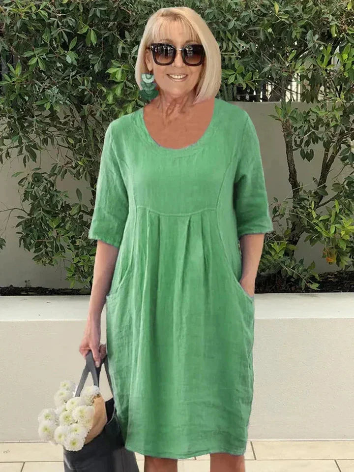 Amelie – Stilvolles Tunika-Midikleid mit Taschen für mühelosen Chic