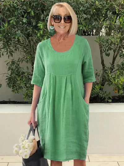 Amelie – Stilvolles Tunika-Midikleid mit Taschen für mühelosen Chic