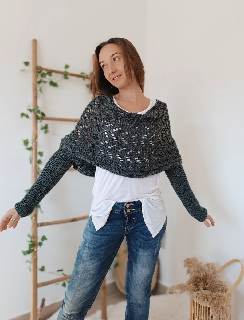 Bolero-Schulterwärmer | Grobstrick | Handgemachter Look