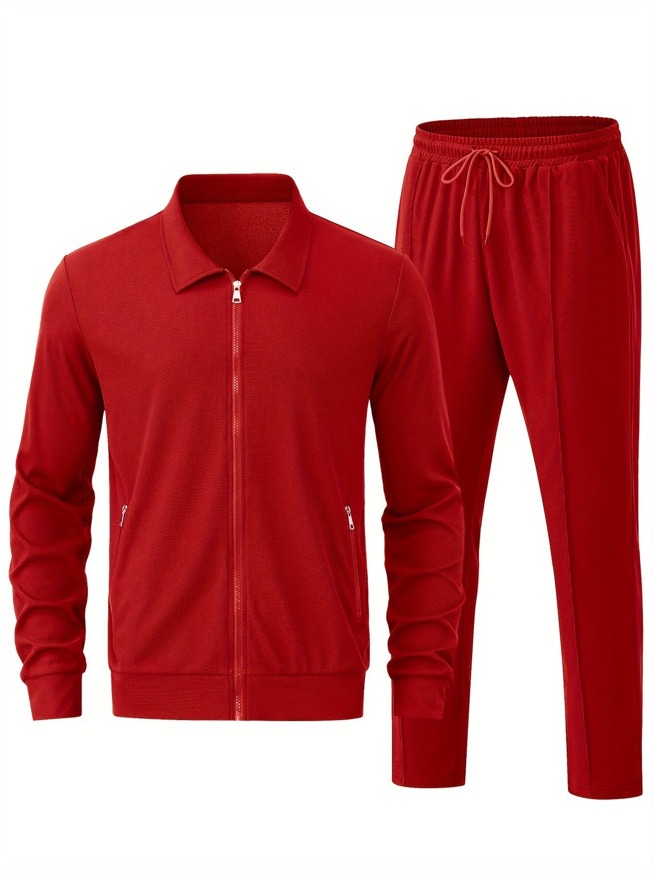 Warmer Einfarbiger Reißverschluss Trainingsanzug Mit Jacke Und Jogginghose Für Herren | Perfekt für Outdoor-Aktivitäten
