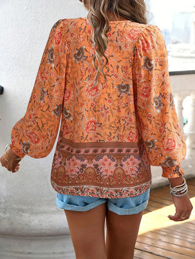Bluse mit Boho-Muster | Lange Ärmel | Luftig und Verspielt