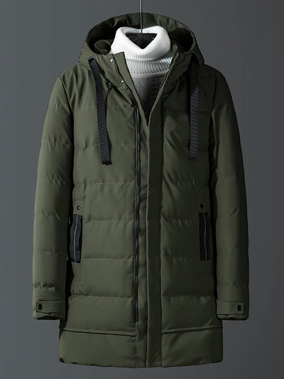 Warme Winddichte Reißverschluss Mittellange Kapuzen Winterjacke | Perfekt für Outdoor-Aktivitäten
