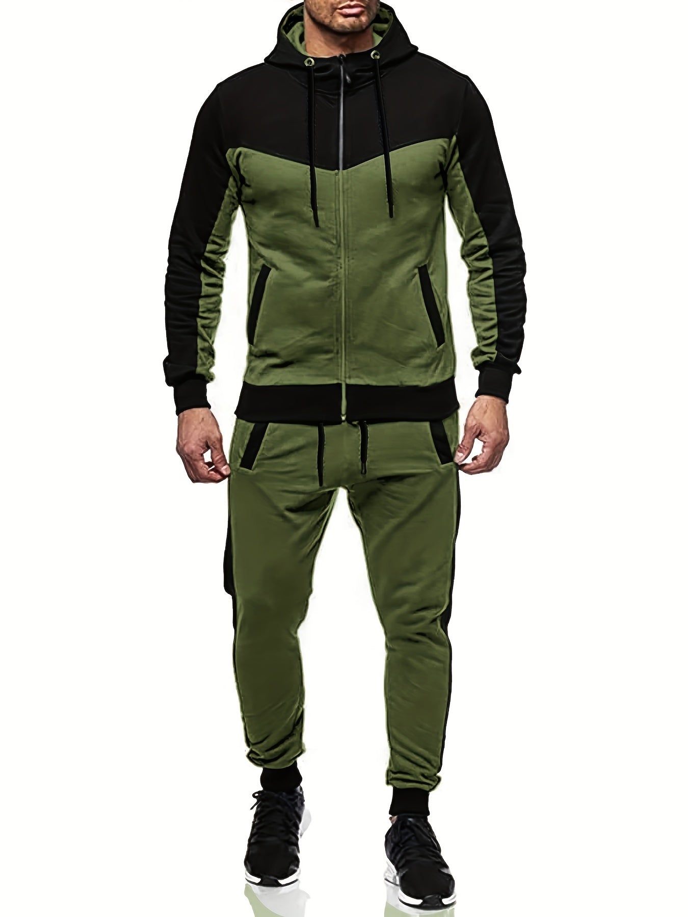 Casual Kapuzen Trainingsanzug Mit Jacke Mit Kragen Und Hose Für Herren | Perfekt Für Freizeitaktivitäten
