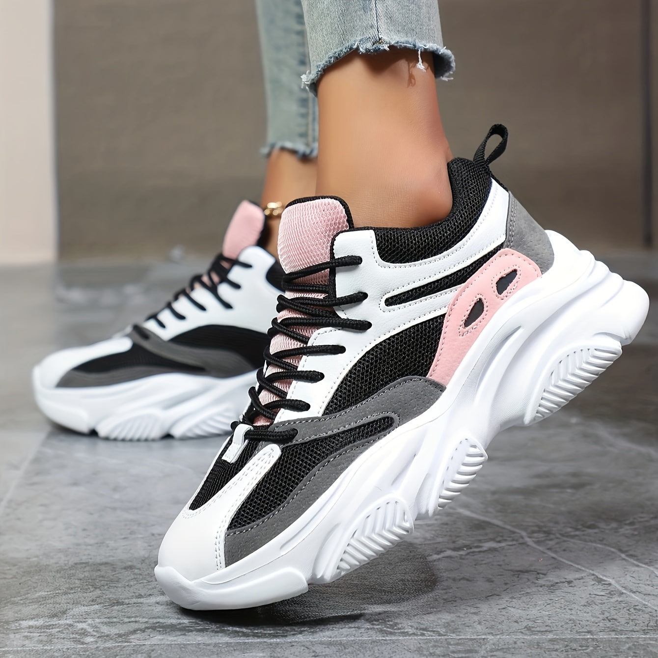Stylische Chunky-Sneaker mit Dicker, stoßdämpfender Sohle für Damen | Perfekt für den Alltag