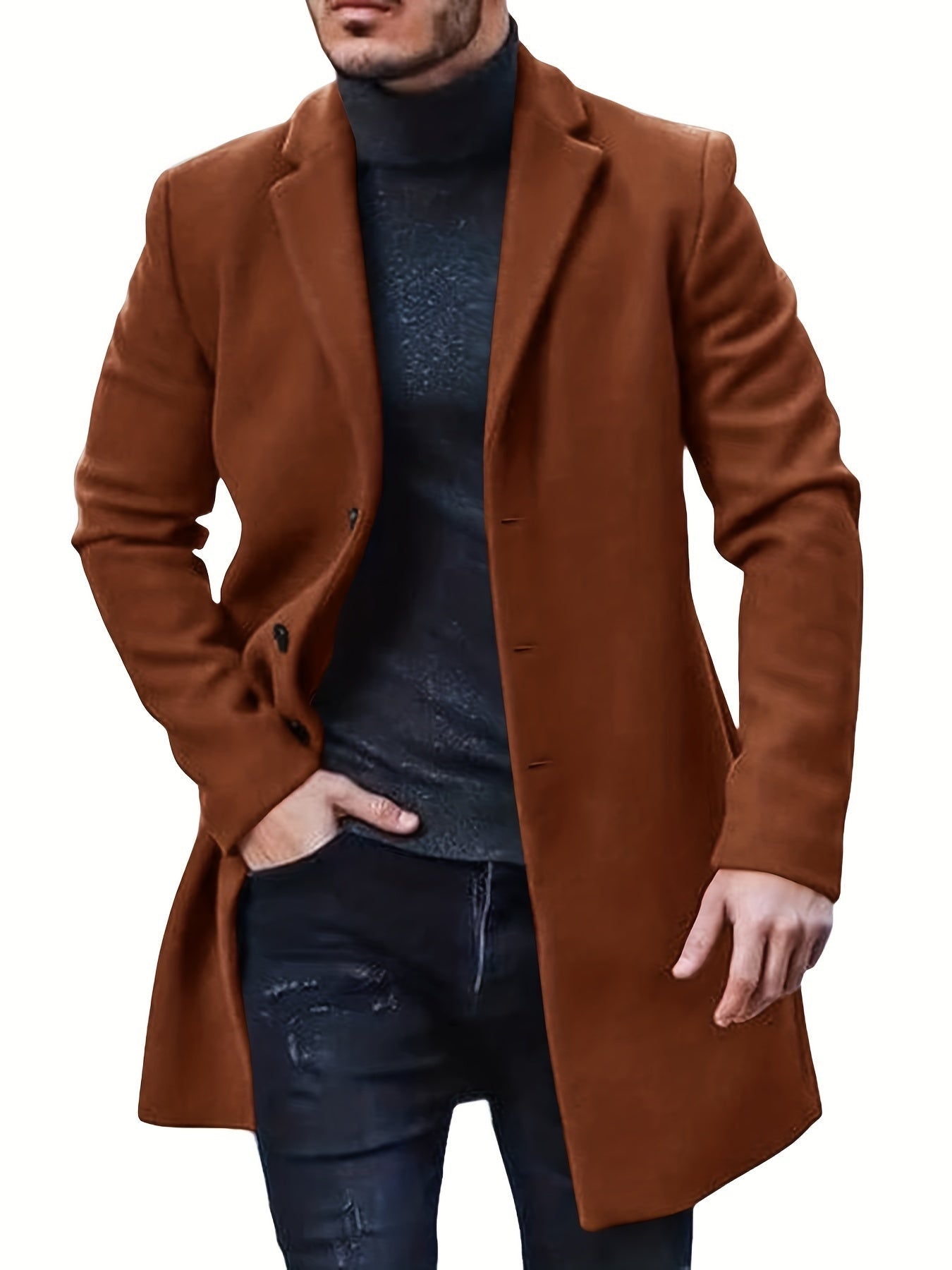 Warmer Knopf-Runter Mittellanger Trenchcoat Für Herren | Perfekt für den Alltagsgebrauch