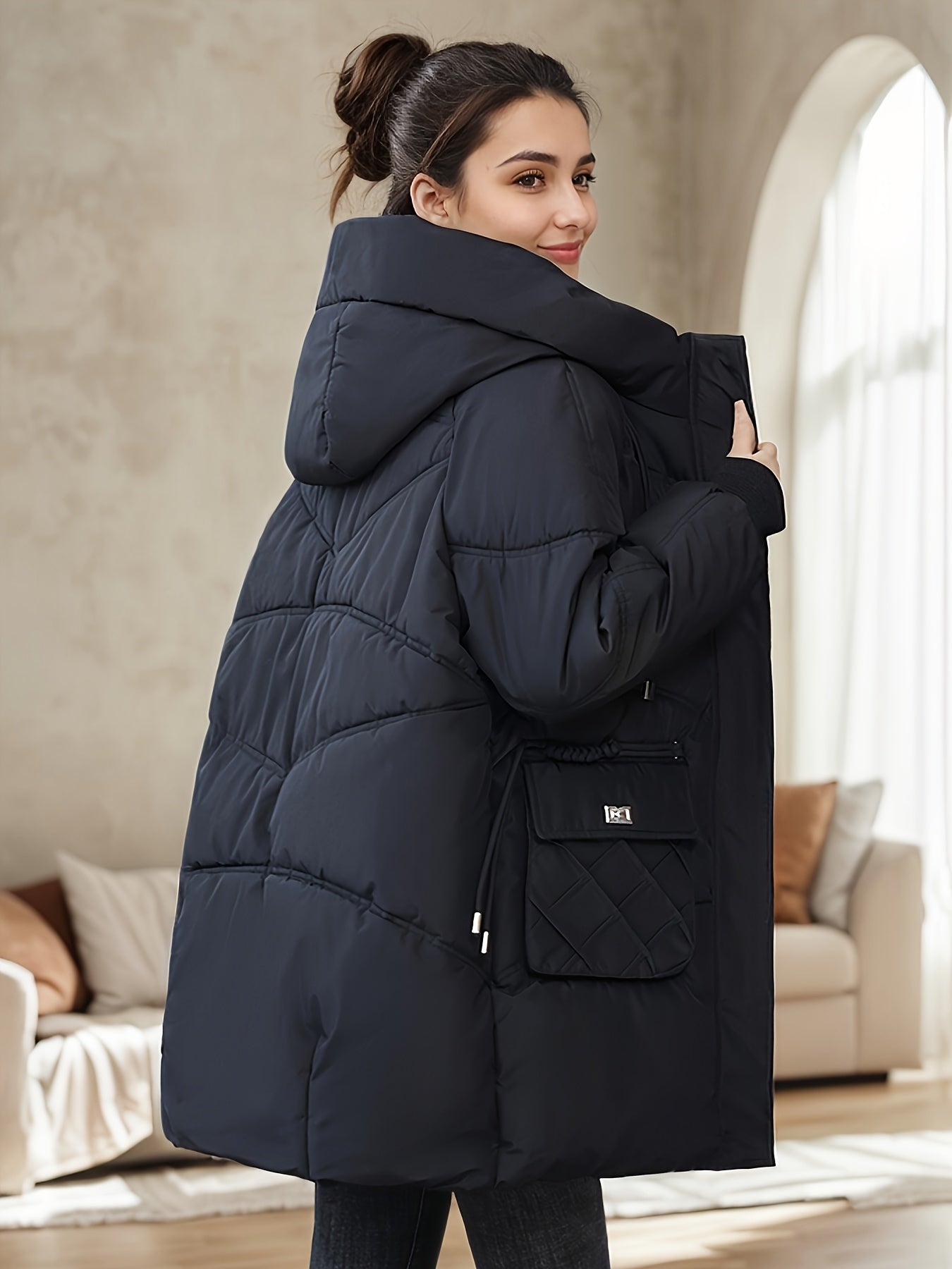 Mittellange modische Pufferjacke für Damen | Perfekt für den Alltag