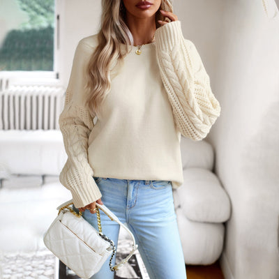 Strickpullover mit Zopfmusterärmeln | Lässige Passform | Stilvolle Details