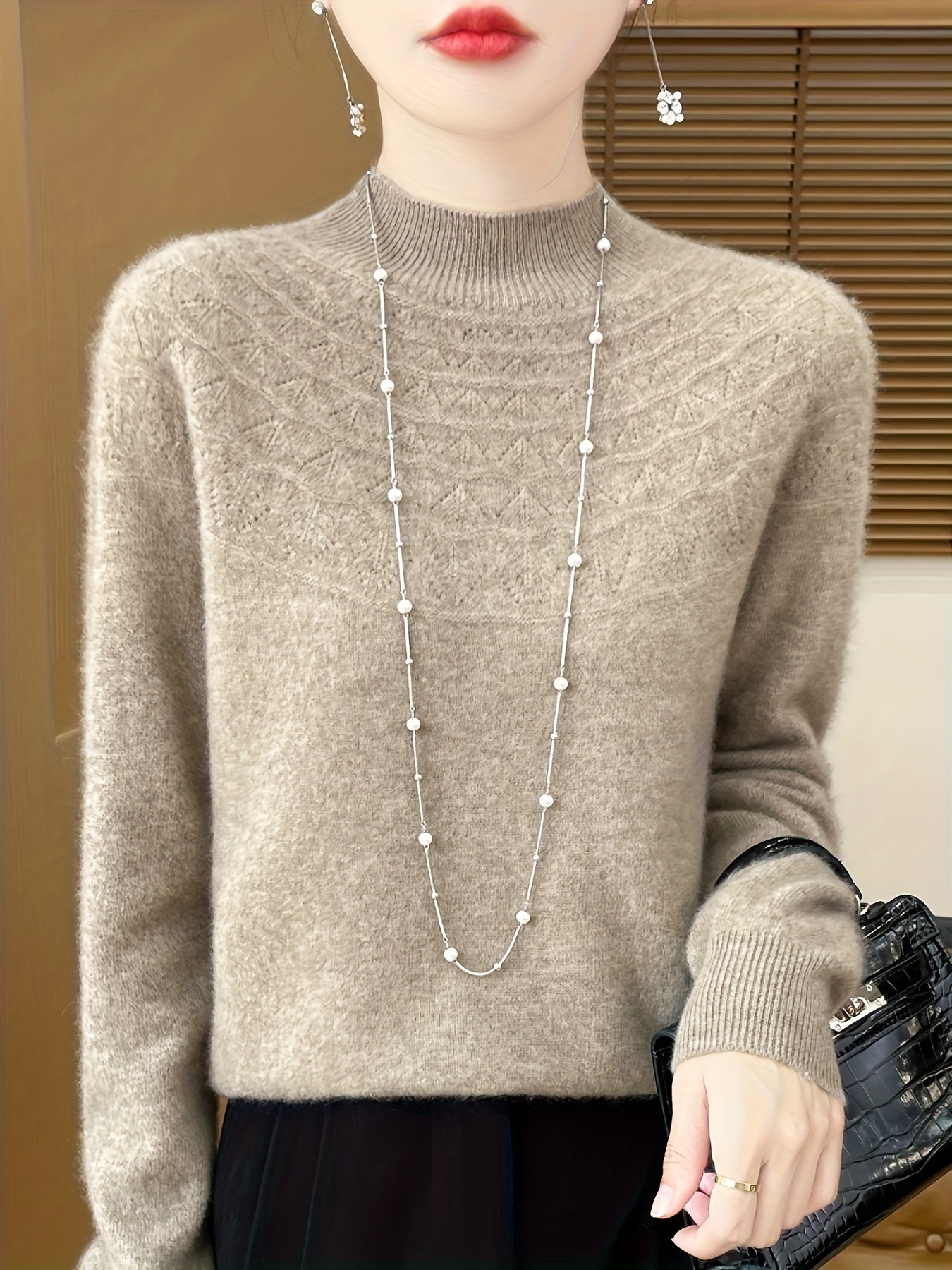 Lässiger gestrickter Pullover aus Wolle für Damen | Perfekt für lässige Tage