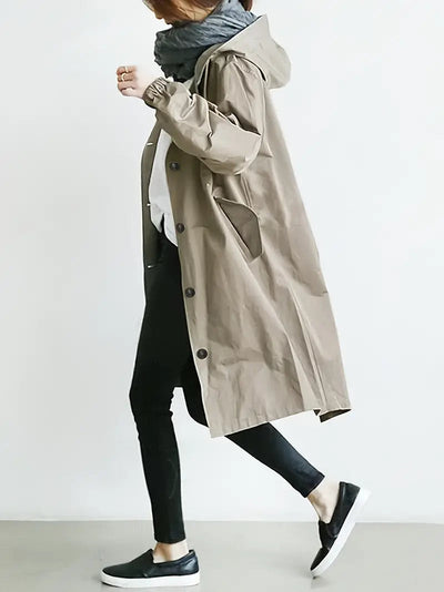 Wasserfeste Lange Stehkragen-Knopf-Regenjacke Für Damen | Ideal für den Winter