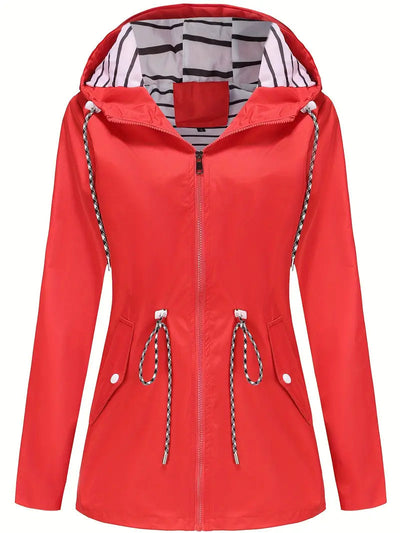 Stylische wasserdichte Regenjacke mit Kapuze und Taschen für Damen | Ideal für Herbst/Winter