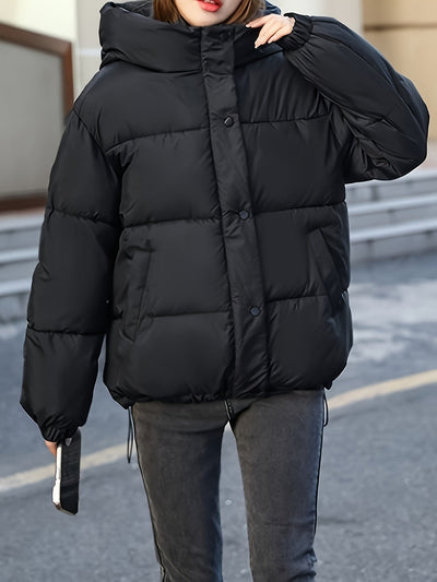Kurze elegante warme Pufferjacke mit Kapuze für Damen | Für jeden Tag