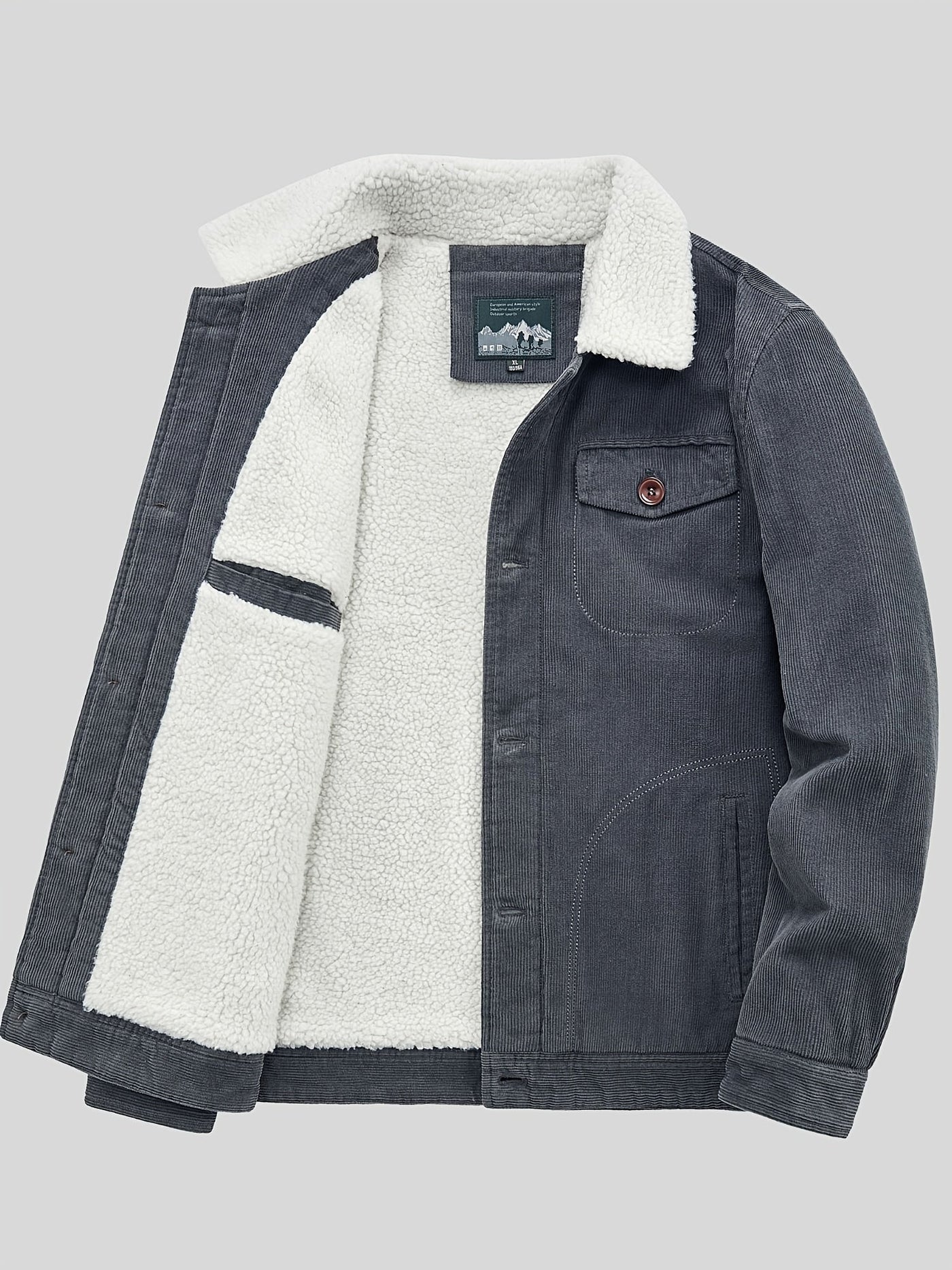 Warme Fleece-Knopf Outdoorjacke Leicht Mit Brusttasche Für Herren | Perfekt für Outdoor-Aktivitäten