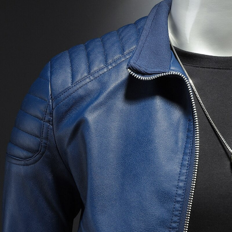 Warme Lederjacke In Einfarbig Für Herren | Perfekt für Alltägliche Anlässe